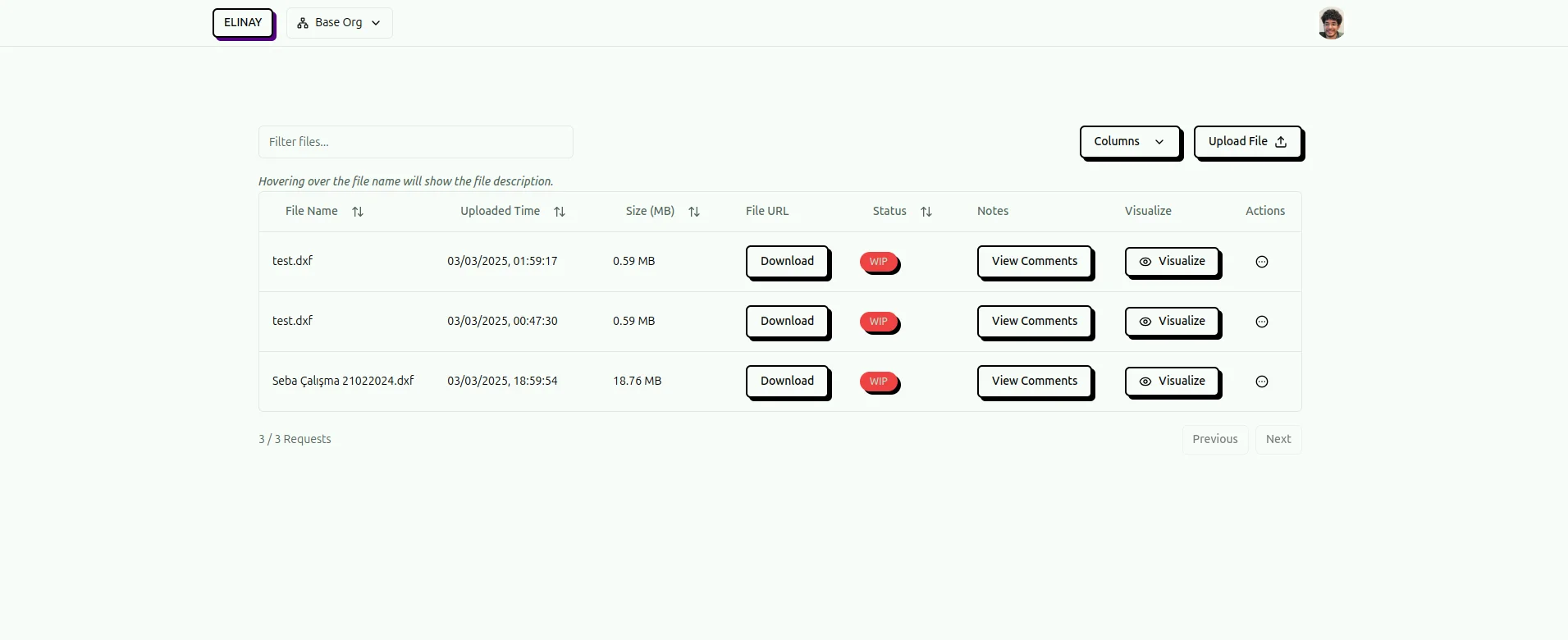 Elinay DXF Visualization Platform